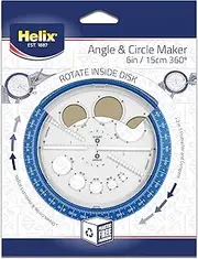 Helix Angle and Circle Maker with Integrated Circle Templates, 360 Degree, 6 Inch / 15cm, Assorted Colors (36002)
