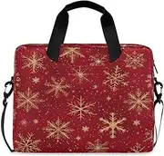 Quteprint Christmas Red Gold Snowflakes 15.6 Inch Laptop Bag Briefcase for Business, Water-Resistant Computer Bag Fits 14-16 Inch Notebook for Men Women, Office Travel Work Backpack, Multi