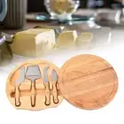 Cheese Board Set Cheese Cutter with 4 Cutters Cheese Spatula Round Small Cutting