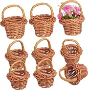 BESTYASH 10Pcs Miniature Woven Flower Basket for Home Decor Office Storage Photography Prop Handheld Braided Baskets Rustic Decorative Baskets for Any Room