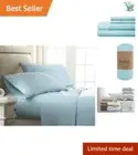 Wrinkle-Resistant 4-Piece King Bedding Set - Aqua Checkered, Ultra-Soft Comfort