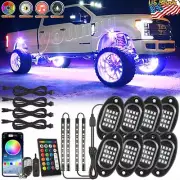 12PCS RGB LED Pod Rock Light Underbody Glow Neon Music Active Bluetooth Control