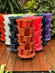 5 Tier Vertical Garden Stackable Planter – Herbs, Strawberries, Petunias, Pansy