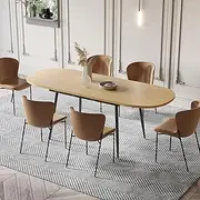 75" x 32" Extendable Dining Table - Oval Wooden Table Top with Metal Legs, Space-Saving Extendable 59" to 75" Dining Kitchen Table (Oval, Natural)