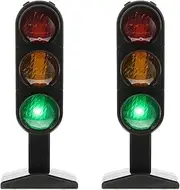 STOBOK Kids Traffic Light Signs Toy,Simulation Road Light Safety Traffic Maker Crosswalk Signal Model LED Traffic Stop Sign Light Lamp Toy Playset 2pcs