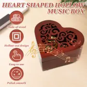 Heart Shape Carved Music Box Wood Clockwork Music Box Hollow Mechanical teNTb