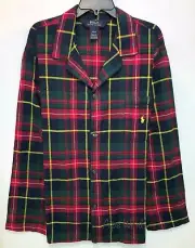 Polo Ralph Lauren SZ.M Nightshirt Sleep Shirt Flannel Plaid Pajamas, RED/BLK/GRN