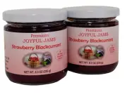 Premium Fancy Jam Strawberry Blackcurrant - More Fruit Less Sugar - 2 Jars Pack
