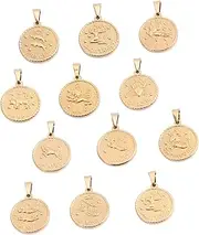 [STOBOK] Zodiac Pendant Sagittarius Pendant Constellation Necklace Circle Necklace Horoscope Pendant Lucky Charms Pendants Libra Necklace Hand Jewelry Ornament Golden Stainless Steel