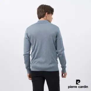 【pierre cardin 皮爾卡登】商務休閒 男款 混紡羊毛半高領拉鍊毛衣-灰籃色(5235471-36)