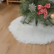 Christmas Tree Skirt, White Round Faux Fur Plush Xmas Tree Skirts Small Mat Deco