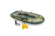 Intex 236cm Seahawk 2 Inflatable Floating Sports Boat w Oars Hand Pump Green