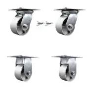 4 Inch Semi Steel Caster Set with Ball Bearing 2 Swivel Lock and 2 Rigid SCC