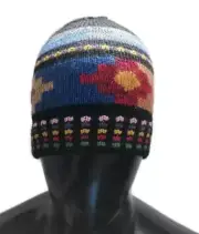 Chullo Hat Hand Woven Natural Wool Inca Chakana Design
