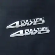 2x Silver Chrome 4WD FULL TIME Metal Decal Sticker Badge Emblem Racing 3D Bumper