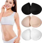 [Ipetboom] 3 Pair Latex Cotton Bra Pads Comfortable Sports Bra Padding Teardrop Support Inserts