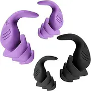 2 Pairs of Soundproof Earplugs, Ear Plugs for Sleeping, Reusable Silent Anti-Noise earplug, with 40dB Highest Noise reduction Earplugs for Snoring Airplane Swimming Concert Travel (Black & Purple)
