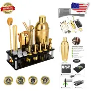 Premium Stainless Steel Bartender Kit - 23 Pieces with Whiskey Stones & Stand