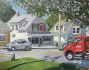 Wellfleet Street Scene On Cape Cod Original Oil Painting