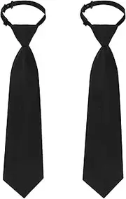 [Sucrain] 2pcs Boy's Necktie Pre-tied Adjustable Neck Strap Tie for Wedding Graduation School Uniforms