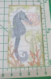 THREE DECORATIVE HOSTESS NAPKINS for DECOUPAGE "Seahorse and Coral"
