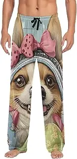 [PDZRMY] Dog Easter Egg Pajama Pants for Men Men's Separate Bottoms, Lounge Pants with Pockets S
