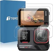 【6 Pack】T Tersely 9H Tempered Glass Screen Protector for Insta360 Ace Pro 2, with 2 Pack Camera Lens Protector and Front Screen Protector, Ultra Clear, Easy to Instrall