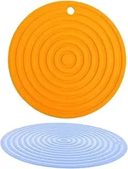 GALPADA 2pcs Heat Resistant Silicone Trivet Mats Round Insulation Pads for Kitchen Countertops Dining Tables Pet Feeding Non Slip Protection Against Burns Heat Marks