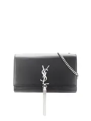 Saint Laurent Kate Medium Chain Bag with Tassel in Black with Silver Hardware