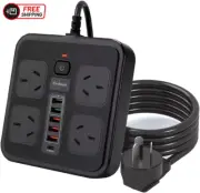 10 In1 Power Strip, Power Board with USB C with 4-Sockets Combo, 5-USB 1-Type-C（