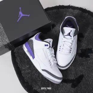 AIR JORDAN 3 RETRO Dark Iris 白紫 爆裂紋 AJ3 籃球鞋【CT8532-105】KS