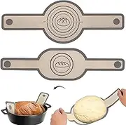 Silicone Bread Slings for Dutch Oven Liners, Sourdough Silicone Bread Slings, Non-Stick 2-Piece, Easy to Clean Reusable Silicone Bread Baking Mats with Long Handles (Grey)