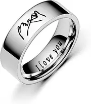 [Yifnny] Couple Rings, 2 Pcs Pinky Promise Ring for Couples Hand in Hand Ring Carved I LOVE YOU Matching Friendship Ring Engagement Wedding Bands Rings