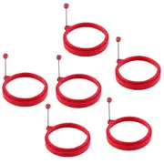 6 Pcs Silicone Egg Ring, Egg Rings Non Stick, Egg Cooking Rings, Fried Egg Mold Or Pancake Rings Nonstick Mold Ring Round Red