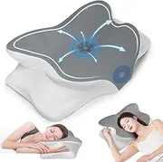 Cervical Neck Pillow, Memory Foam Neck Pillow for Neck and Shoulder Pain, Contour Pillow Orthopedic Bed Pillow with Breathable Pillowcase for Back Stomach Sleepers, Dark Gray