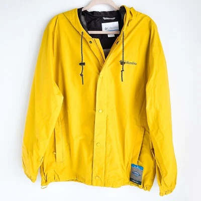 Columbia Omni-Tech Cedar Cliff Hooded Windbreaker Jacket Men XL Yellowed New NWT