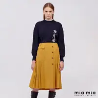 在飛比找momo購物網優惠-【mia mia】排釦百褶及膝裙