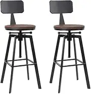 Artiss Bar Stools Stool Set of 2 Adjustable Kitchen Swivel Counter Barstools Dining Chair Vintage Chairs Industrial Style in 63-79cm Seat Height Floor for Home Bar Dining Room Cafe Outdoor Indoor