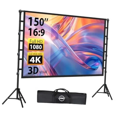 Outdoor Projector Screen with Stand: LEORFI 150 inch Projector Screen