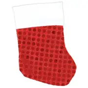 Mini Red Fabric Christmas Stockings with Sequins x 6 Pack