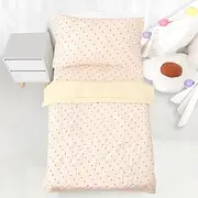 Hooyax Muslin Toddler Bedding Set for Girls - 3 Piece Crib & Kids Bed Set with Fitted Sheet, Quilt and Pillowcase, Breathable & Soft Bedding with Romantic Heart Print