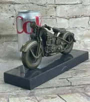 Custom Real 100% Bronze Art Deco Marble Base Harley Davidson Models Sculpture