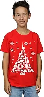 [Absolute Cult] Star Wars Boys Christmas Tree T-Shirt Red 9-11 Years