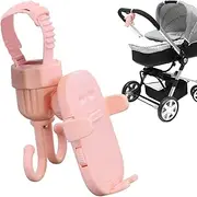 Stroller Phone Holder - Pink Multifunctional Stroller Hooks | 15.5x8.5cm Stroller Bag Hook | Easy to Carry Grocery Cart Hook Bag Umbrella, Versatile Easy Mounting Diaper Bag Hooks for Stroller