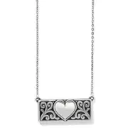 NWTag Brighton CARLOTTA HEART Silver Rectangular BAR Pendant Necklace MSRP $68