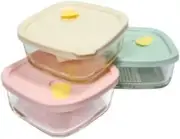 KOREAC_ Oven GLass Cooked Rice Storage Container for Freezer pastel color Set...