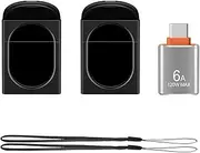 EASTBULL 64GB Mini USB Flash Drive 2 Pack, Ultra Slim USB 2.0 Thumb Drives Memory Stick with a USB C Adapter, Mini USB Data Stick for Data Storage (1 USB C 3.0 Adapter, 2 Lanyards)