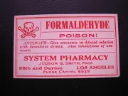 VTG Formaldehyde Poison System Pharmacy Gummed Back Paper Label Apothecary Rx