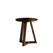 Franki Hardwood Round Side Table | Rustic Walnut