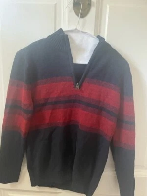 Boys new commerce sweater pullover blue and red new size 12 young